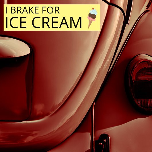 IK BRAKE VOOR ICE CREAM Cute Ice Cream Cone Bumpersticker