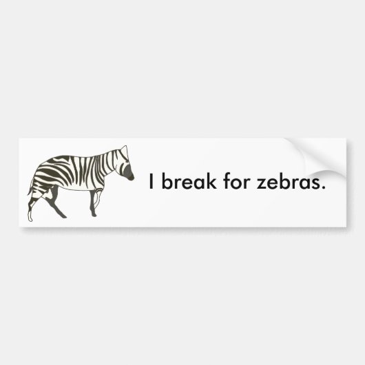 Ik breek voor zebra's, bumperstickers (Voorkant)