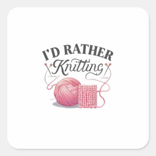 Ik brei liever digitaal kunstontwerp vierkante sticker