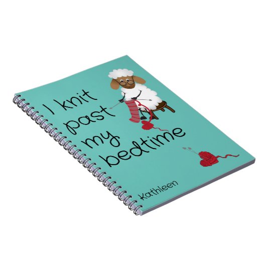 Ik brei voorbij mijn bedtijd Sheep Custom Notitieb Notitieboek (Rechterzijde)