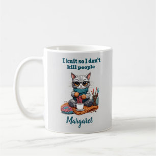 Ik brei zodat ik mensen niet vermoord Grappige mok