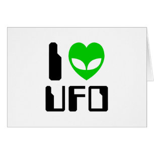 Ik buitenaards hart UFO wenskaart