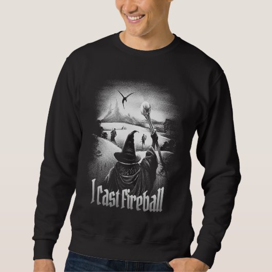 Ik cast Fireball Fantasy Wizard RPG Klasse Tafelro Trui (Voorkant)