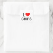 Ik ❤️ CHIPS Ik HOU VAN CHIPS Ik HEB CHIPS LIEF Vierkante Sticker (Tas)