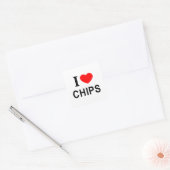 Ik ❤️ CHIPS Ik HOU VAN CHIPS Ik HEB CHIPS LIEF Vierkante Sticker (Envelop)