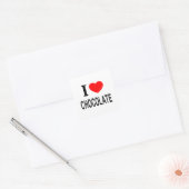 IK ❤️ CHOCOLAAT IK HOOP VAN CHOCOLAAT I HEART CHOC VIERKANTE STICKER (Envelop)