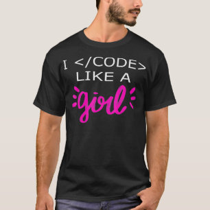 Ik code als een meisje die een binaire coderingsco t-shirt