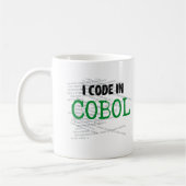 Ik code in COBOL.w Koffiemok (Links)