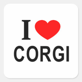 Ik ❤️ CORGI Ik hou van CORGI Ik HEART CORGI Vierkante Sticker