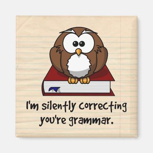 Ik corrigeer je Grammar Wise Owl. Magneet (Voorkant)