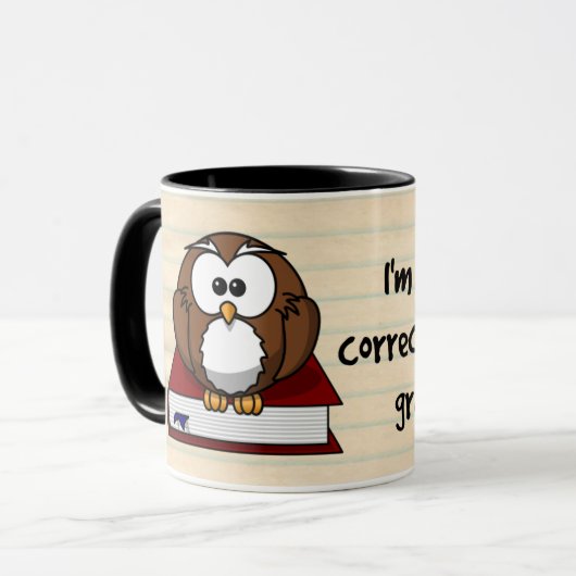 Ik corrigeer je Grammar Wise Owl. Mok (Voorkant links)