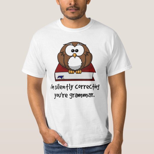 Ik corrigeer je Grammar Wise Owl. T-shirt (Voorkant)