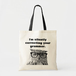 Ik corrigeer je grammaticale canvas tas. tote bag