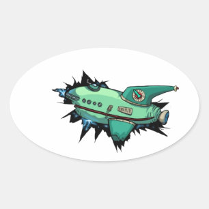Ik crash mijn ruimteschip ovale sticker