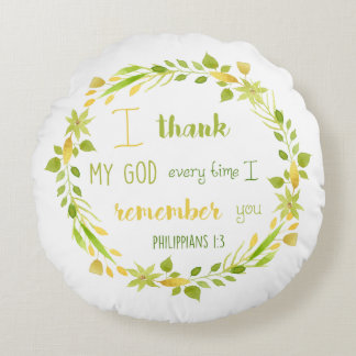 Ik dank mijn God Philippians Christelijke Bijbelpi Rond Kussen