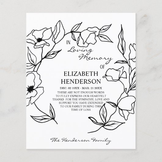 Ik dank u voor uw sympathie voor de bloemen. flyer (Voorkant)