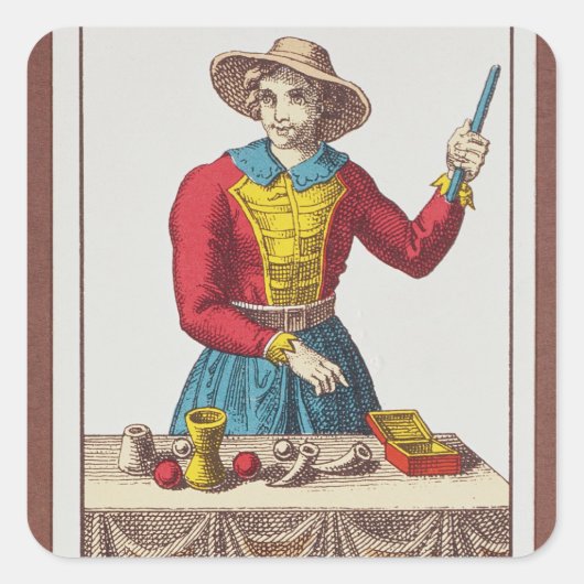 Ik de Magicus, zeven tarotkaarten Vierkante Sticker (Voorkant)
