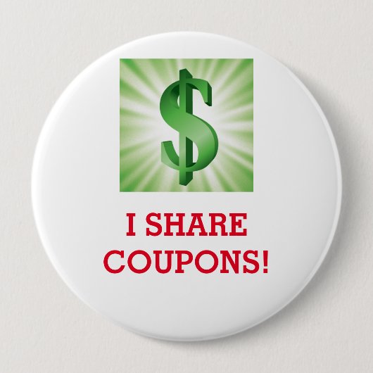 IK DEEL COUPONS! -knop Ronde Button 4,0 Cm (Voorkant)