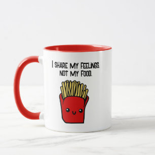 Ik deel gevoelens niet eten grappige kawaii frietj mok