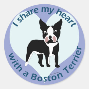 Ik deel mijn hart met een Boston Terrier Ronde Sticker