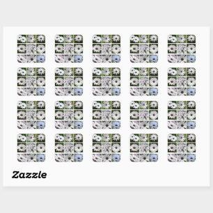 Ik denk aan je elke Daisy Pun Floral Collage Vierkante Sticker
