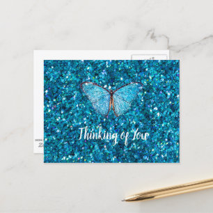 Ik denk aan jou, Shiny Blue Butterfly Briefkaart