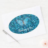 Ik denk aan jou, Shiny Blue, Ovale Sticker (Envelop)