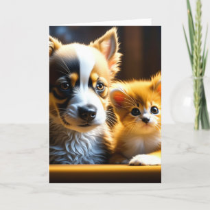 Ik denk alleen aan jou Kitten en Puppy Kaart