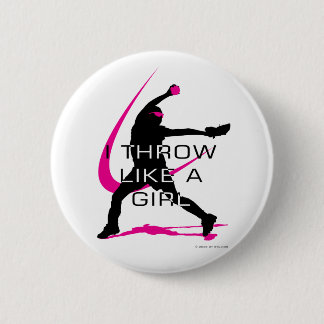 Ik denk als een Girl Pink Softball Ronde Button 5,7 Cm