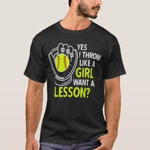 Ik denk als een meisjesdropige softbal handschoent t-shirt