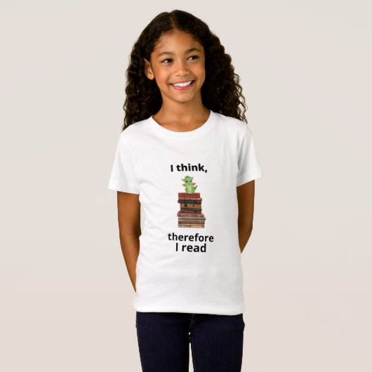 Ik denk daarom dat ik baby dragon lees t-shirt (Voorkant volledig)