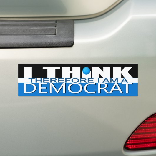Ik denk daarom dat ik een democraat ben bumpersticker (Op auto)