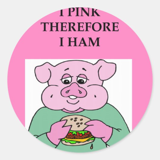 ik denk daarom dat ik een grap ben ronde sticker (Voorkant)