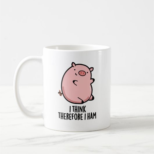 Ik denk daarom dat ik Funny Pig Pun Koffiemok (Links)