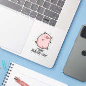 Ik denk daarom dat ik Funny Pig Pun Sticker (Laptop met iPhone)