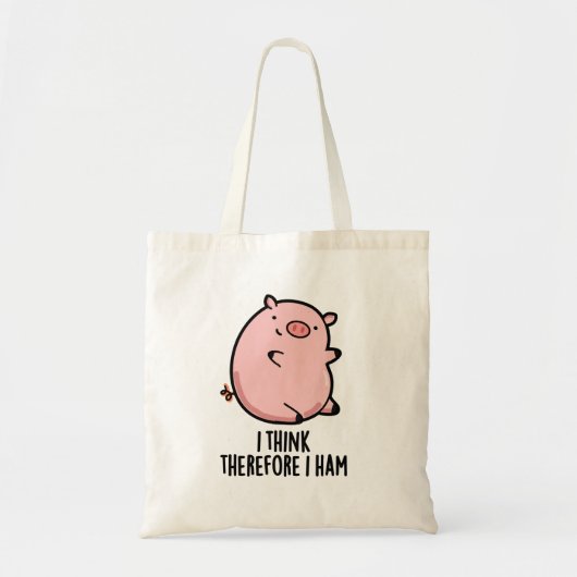 Ik denk daarom dat ik Funny Pig Pun Tote Bag (Voorkant)