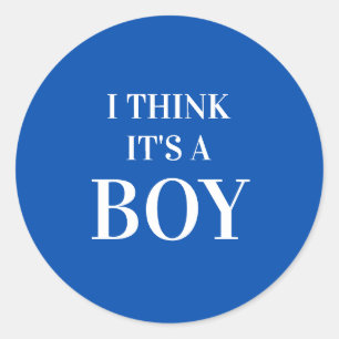 Ik denk dat het een jongen is Baby shower Sticke Ronde Sticker