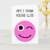 Ik denk dat je Schattige roze knipogen gezicht emo Kaart (Gele Bloem)