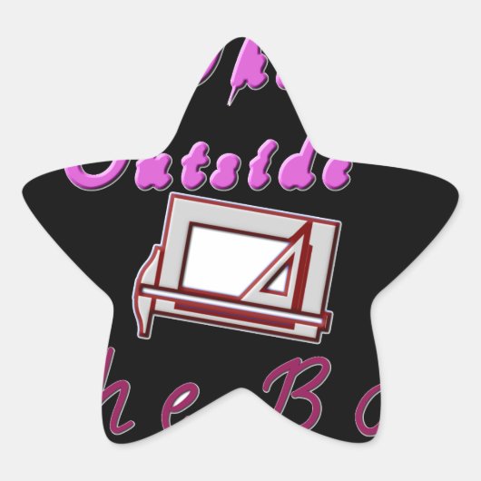 Ik denk out of the box: creatief ontwerp ster sticker (Voorkant)