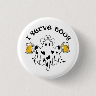 Ik dien Boos! Bartender spooky Ronde Button 3,2 Cm