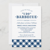 Ik doe aan BBQ Navy Blue Gingham-huwelijksaanzoek Kaart (Voorkant)