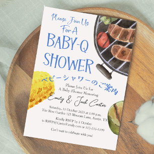 Ik doe BBQ BabyQ Baby shower Grill Eten Blauw Ging Kaart