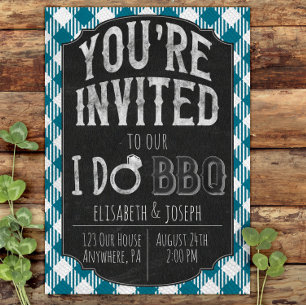 Ik doe BBQ Blauwgroen bruids- en huwelijksdouche u Save The Date