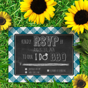 Ik doe BBQ Blauwgroen Outdoor Zomer / Spring Weddi Informatiekaartje