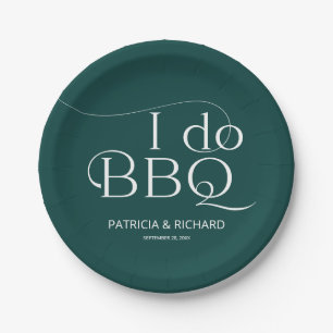 Ik doe BBQ Bruiloftsfeest Groen Papieren Bordje