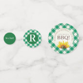 Ik Doe BBQ Groen Gingham Trouwfeest Confetti (Voorkanten)