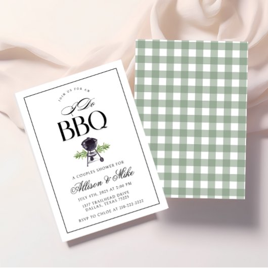 Ik doe BBQ Koppel Bruidsfeest Uitnodiging, Grill & Kaart
