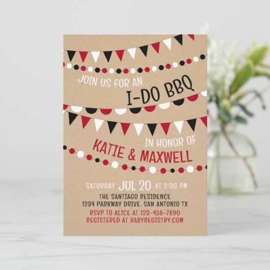 Ik doe BBQ koppels bruids douche uitnodiging (Staand voorkant)