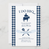 Ik doe BBQ  Navy Blue Gingham Vrijgezellenfeest Kaart (Voorkant)