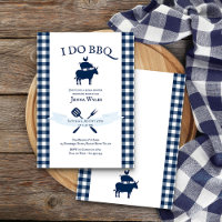 Ik doe BBQ  Navy Blue Gingham Vrijgezellenfeest